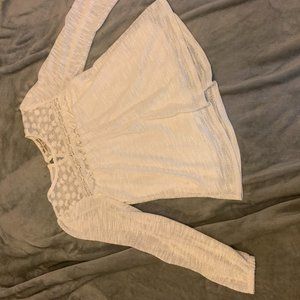 White Blouse with Lace Collar